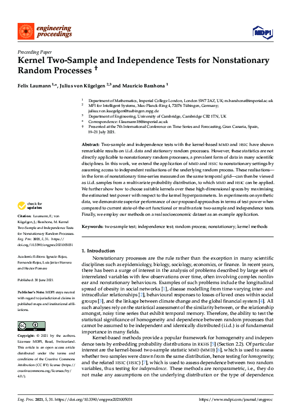 (PDF) Kernel Two-Sample and Independence Tests for Nonstationary Random ...