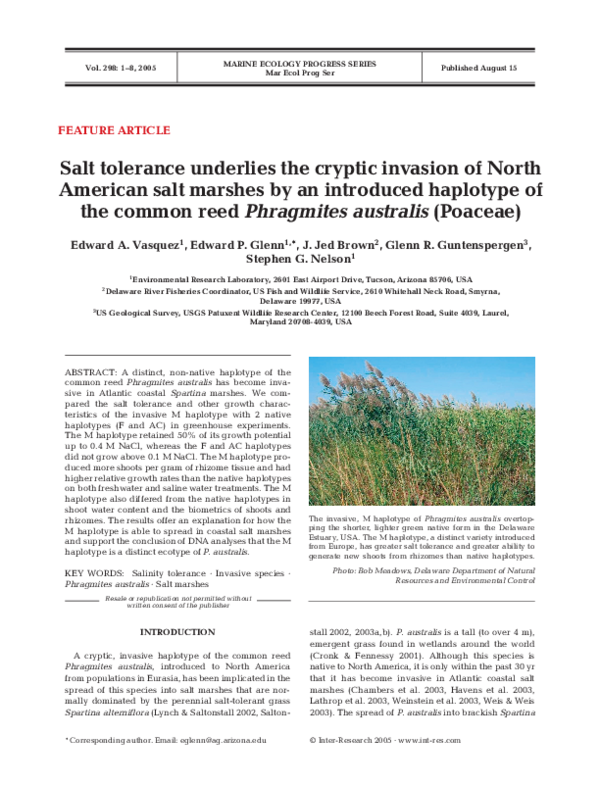 (PDF) Salt tolerance underlies the cryptic invasion of North American ...