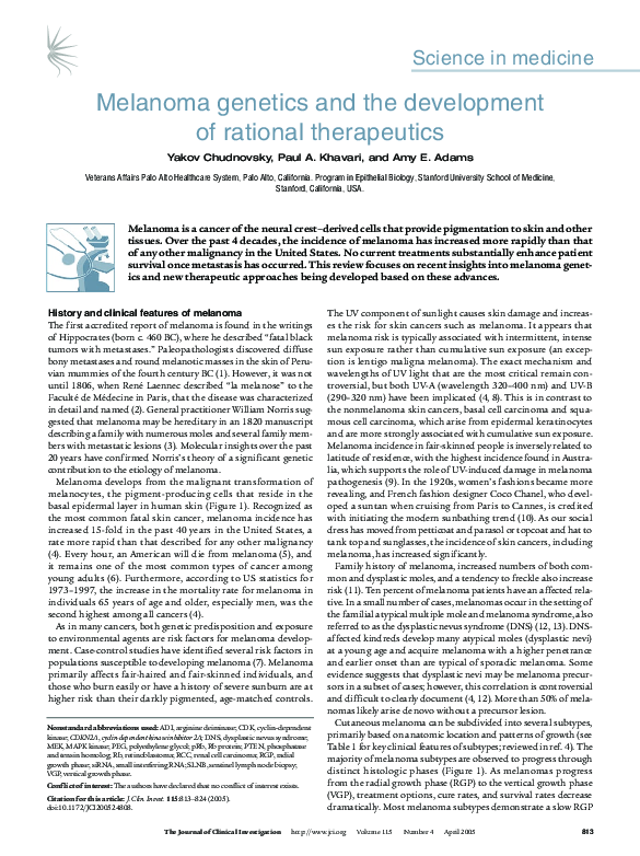 (PDF) Melanoma genetics and the development of rational therapeutics