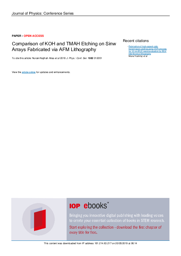(PDF) Comparison of KOH and TMAH Etching on Sinw Arrays Fabricated via ...