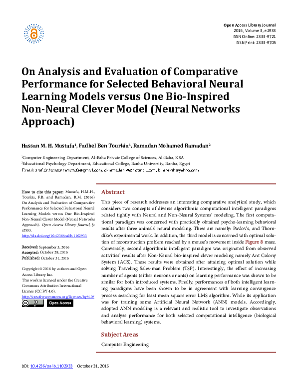 (PDF) On Analysis and Evaluation of Comparative Performance for ...