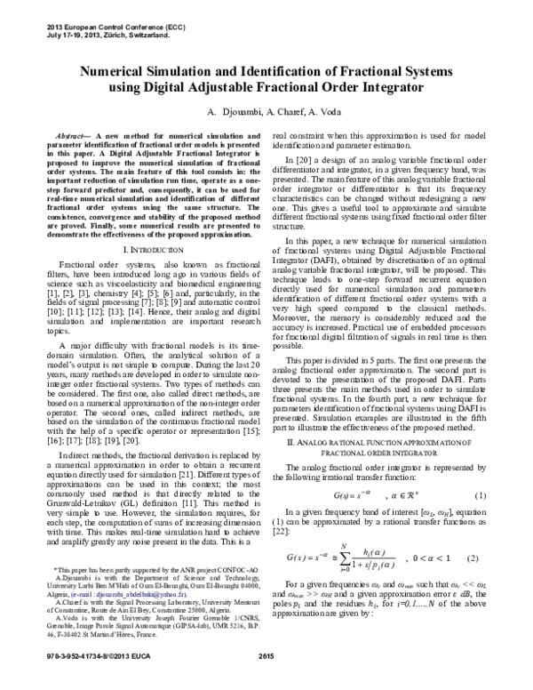 (PDF) Numerical simulation and identification of fractional systems ...