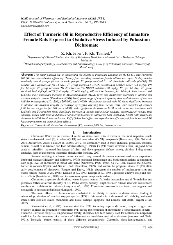 (PDF) Effect of Turmeric Oil in Reproductive Efficiency of Immature ...