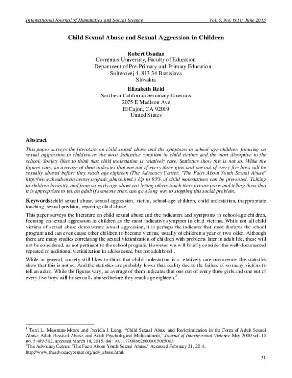 (PDF) Child Sexual Abuse and Sexual Aggression in Children