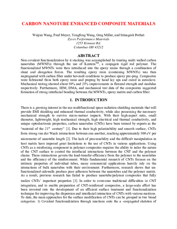 (PDF) Carbon Nanotube Enhanced Composite Materials