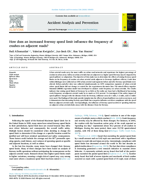 (PDF) How does an increased freeway speed limit influence the frequency ...
