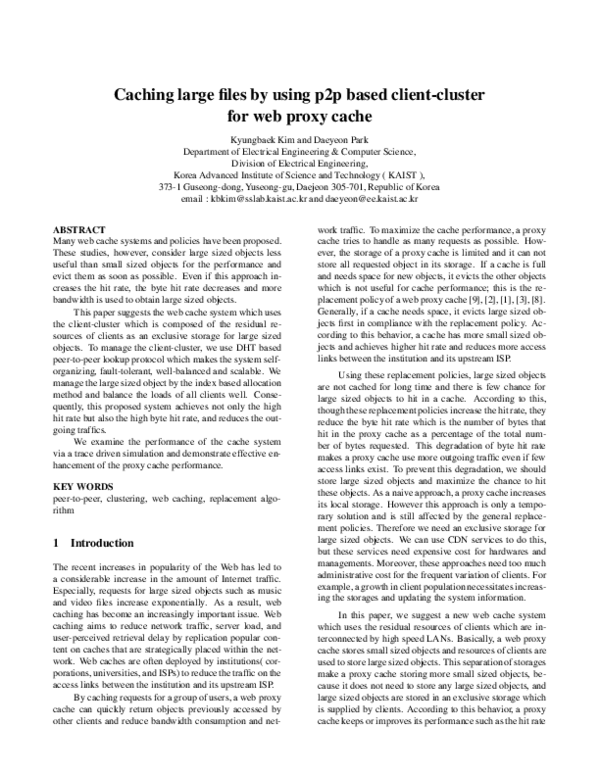 (PDF) Caching large files by using p2p based client-cluster for web ...