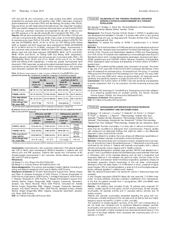 (PDF) THU0428 Validation of the Toronto Psoriatic Arthritis Screen II ...