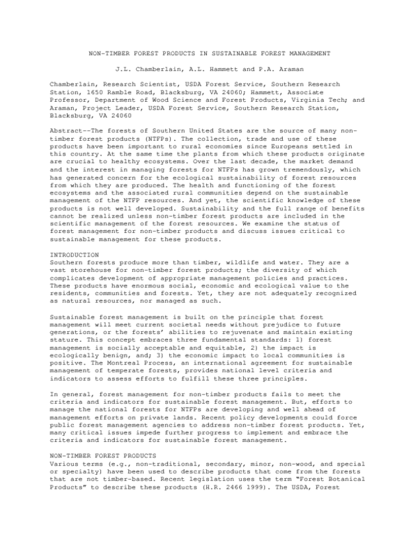 (PDF) Non-Timber Forest Products in Sustainable Forest Management