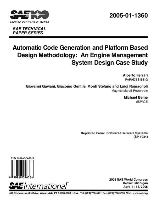 (PDF) Automatic Code Generation and Platform Based Design Methodology ...