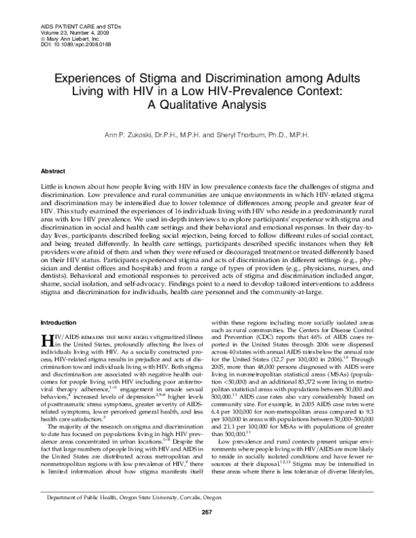 (PDF) Experiences of Stigma and Discrimination among Adults Living with ...