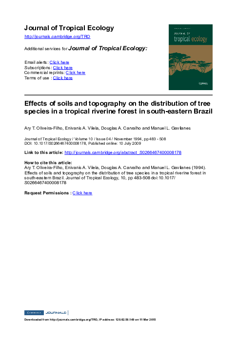 (PDF) Effects of soils and topography on the distribution of tree ...