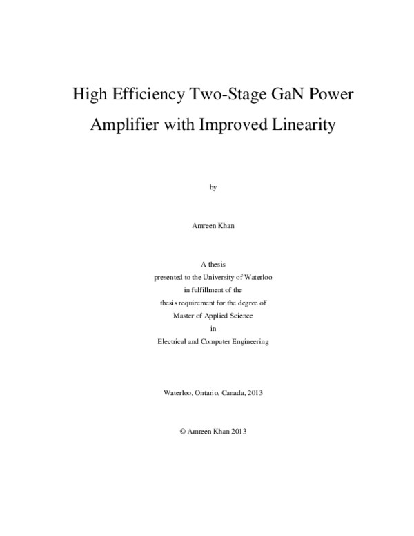 (PDF) High efficiency two-stage GaN power amplifier with improved linearity