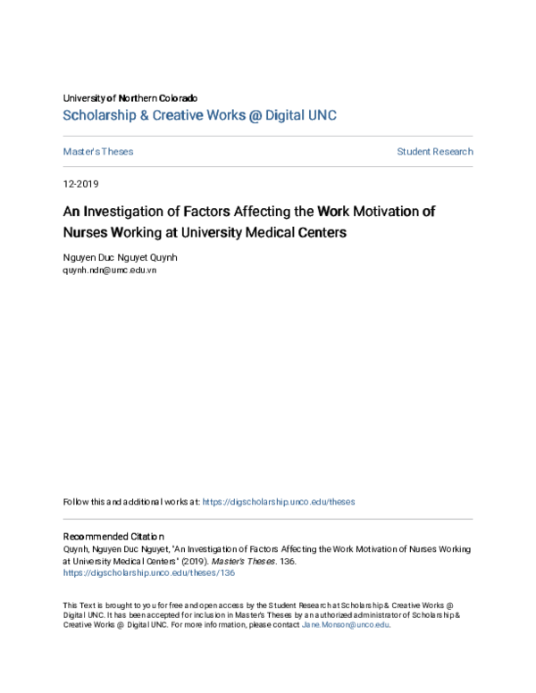 (PDF) An Investigation of Factors Affecting the Work Motivation of ...
