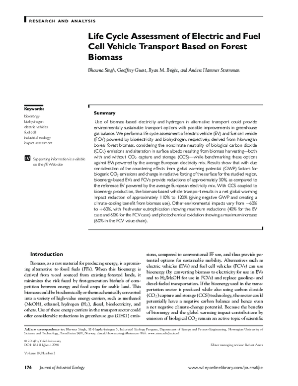 (PDF) Life Cycle Assessment of Electric and Fuel Cell Vehicle Transport ...