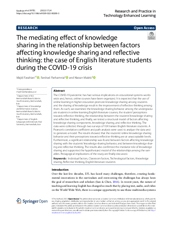 (PDF) The mediating effect of knowledge sharing in the relationship ...