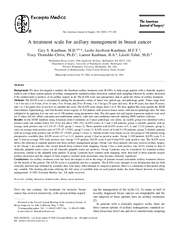 (PDF) A treatment scale for axillary management in breast cancer