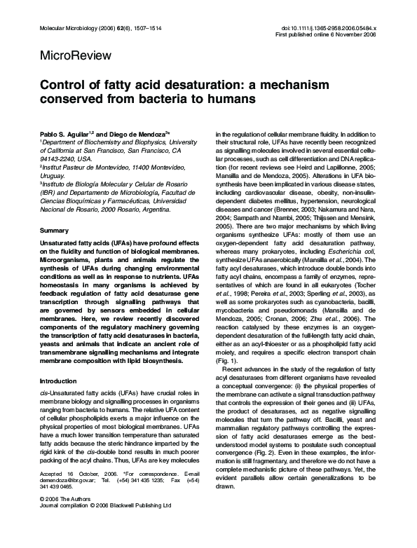 (PDF) Control of fatty acid desaturation: a mechanism conserved from ... - Glp-1 And Fatty Acid Desaturation In Humans