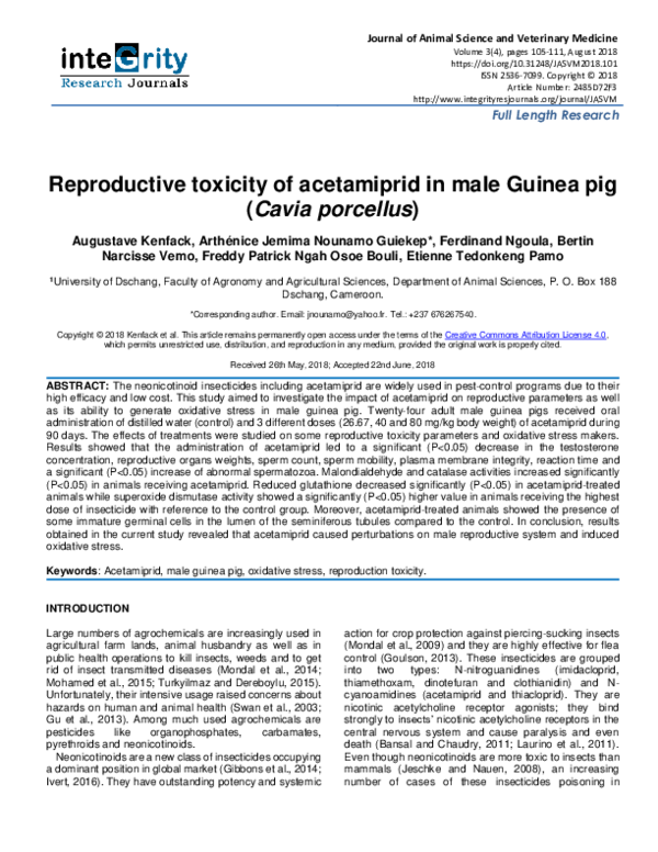 Fresh Look at Pdf Reproductive Toxicity Of Acetamiprid In Male Guinea Pig Cavia