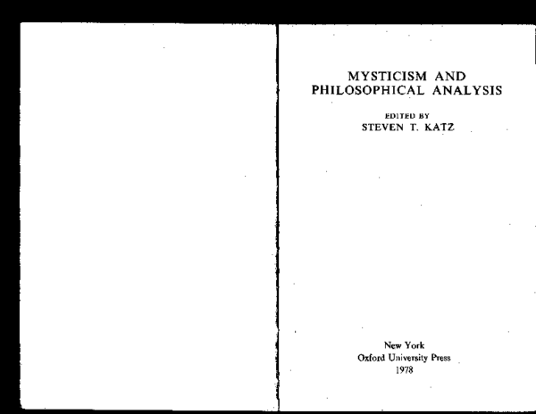 (PDF) Mysticism and Philosophical Analysis