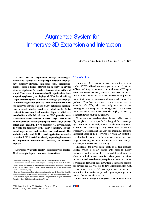(PDF) Augmented System for Immersive 3D Expansion and Interaction