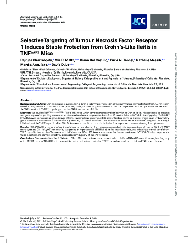 (PDF) Selective Targeting of Tumour Necrosis Factor Receptor 1 Induces ...