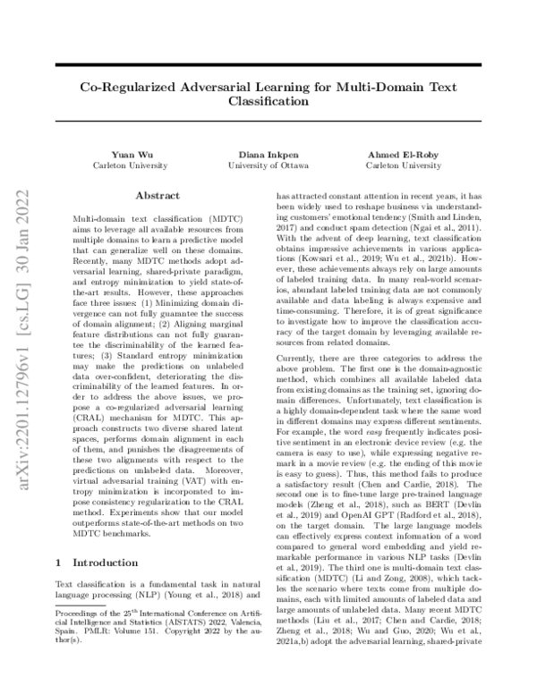 (PDF) Co-Regularized Adversarial Learning for Multi-Domain Text ...