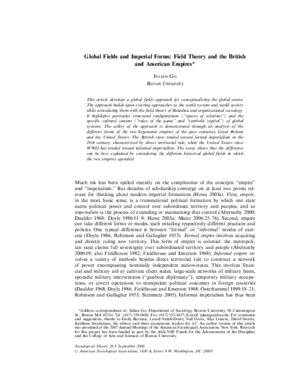 (PDF) Global Fields and Imperial Forms: Field Theory and the British ...