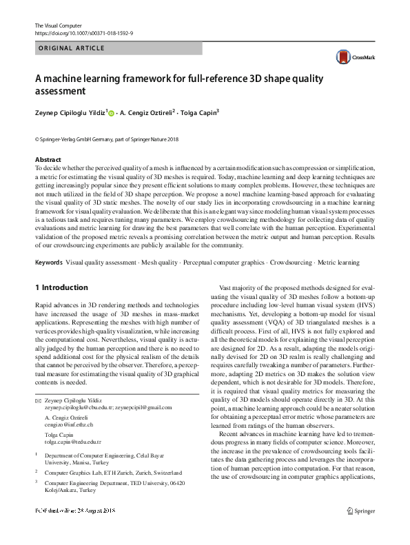 (PDF) A machine learning framework for full-reference 3D shape quality ...