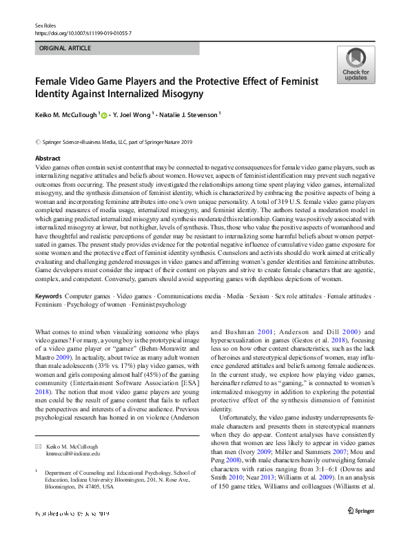 PDF Female Video Game Players And The Protective Effect Of Feminist PDF Female Video Game Players And The Protective Effect Of Feminist