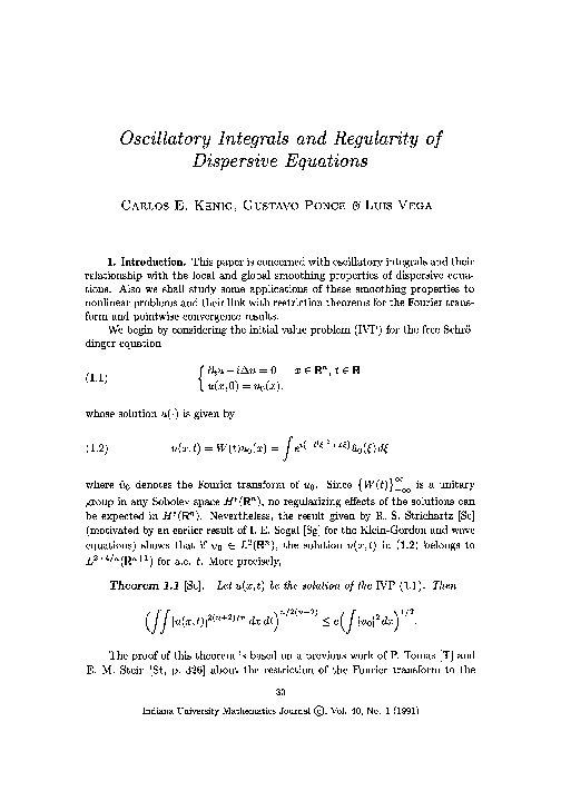 (PDF) Oscillatory integrals and regularity of dispersive equations