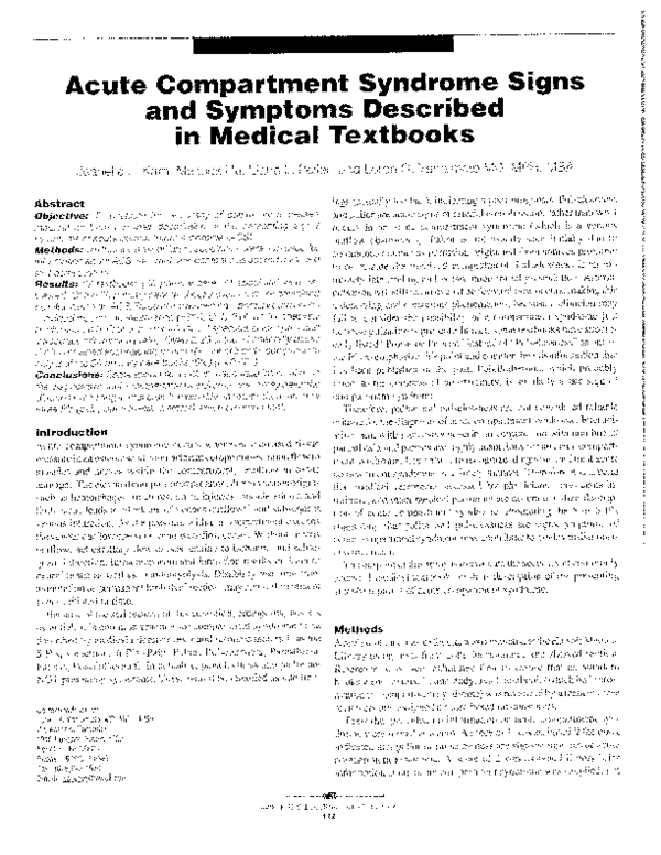 (PDF) Acute compartment syndrome signs and symptoms described in ...