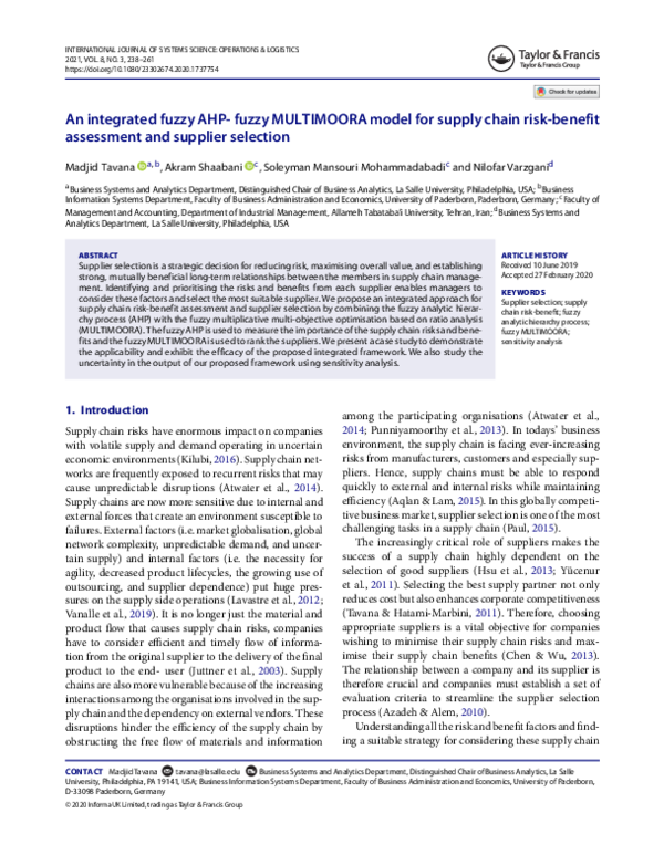 (PDF) An integrated fuzzy AHP- fuzzy MULTIMOORA model for supply chain ...