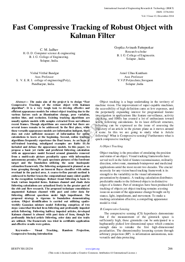 (PDF) Fast Compressive Tracking of Robust Object with Kalman Filter