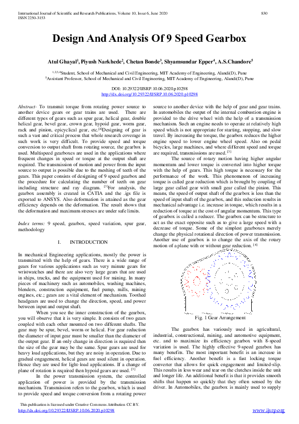 (PDF) Design And Analysis Of 9 Speed Gearbox Chetan Bonde Academia.edu