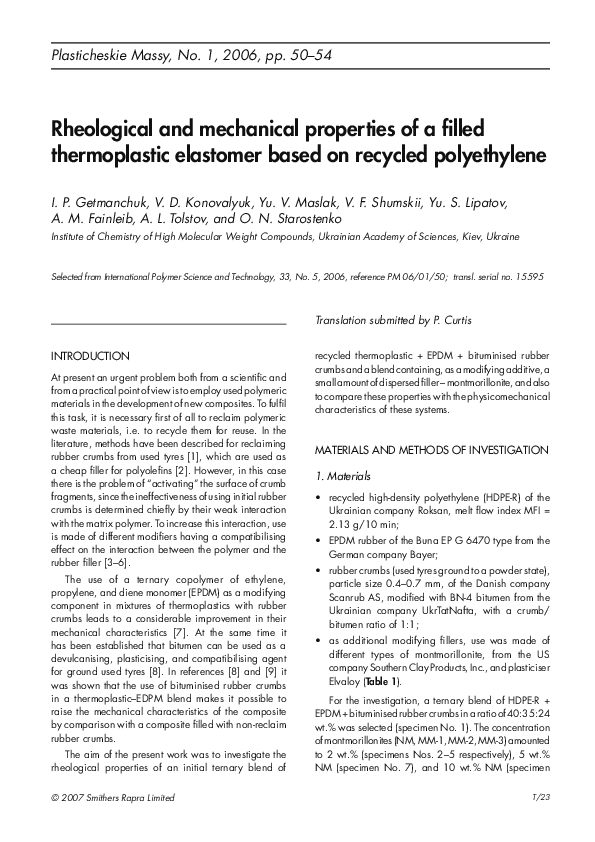 (PDF) Rheological and Mechanical Properties of Filled Rubber: Silica ...