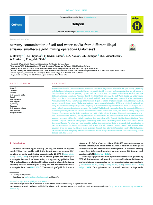 (PDF) Mercury contamination of soil and water media from different ...