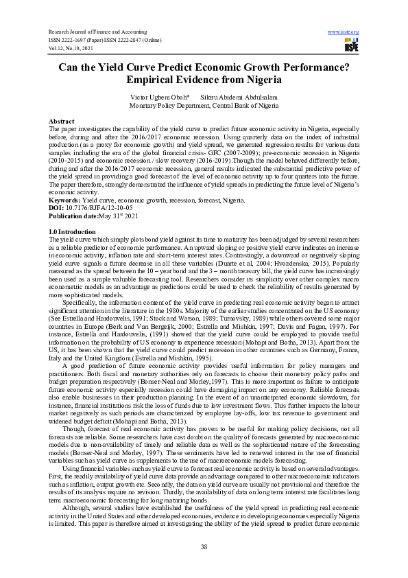 (PDF) Can the Yield Curve Predict Economic Growth Performance ...