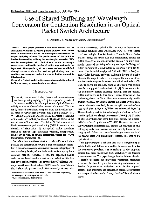 (PDF) Use of Shared Buffering and Wavelength Conversion for Contention ...