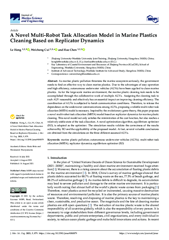 (PDF) A Novel Multi-Robot Task Allocation Model in Marine Plastics ...