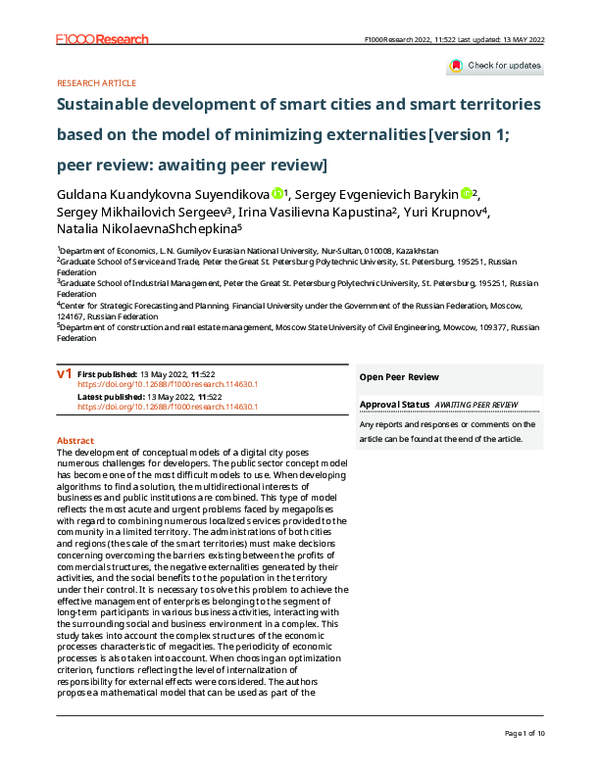 (PDF) Sustainable development of smart cities and smart territories ...