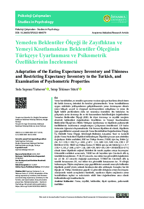(PDF) Adaptation of the Eating Expectancy Inventory and Thinness and ...