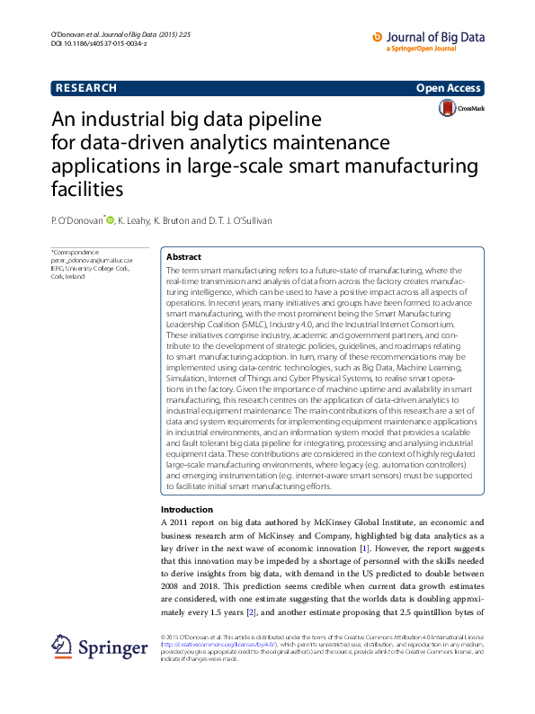 (PDF) An industrial big data pipeline for data-driven analytics ...