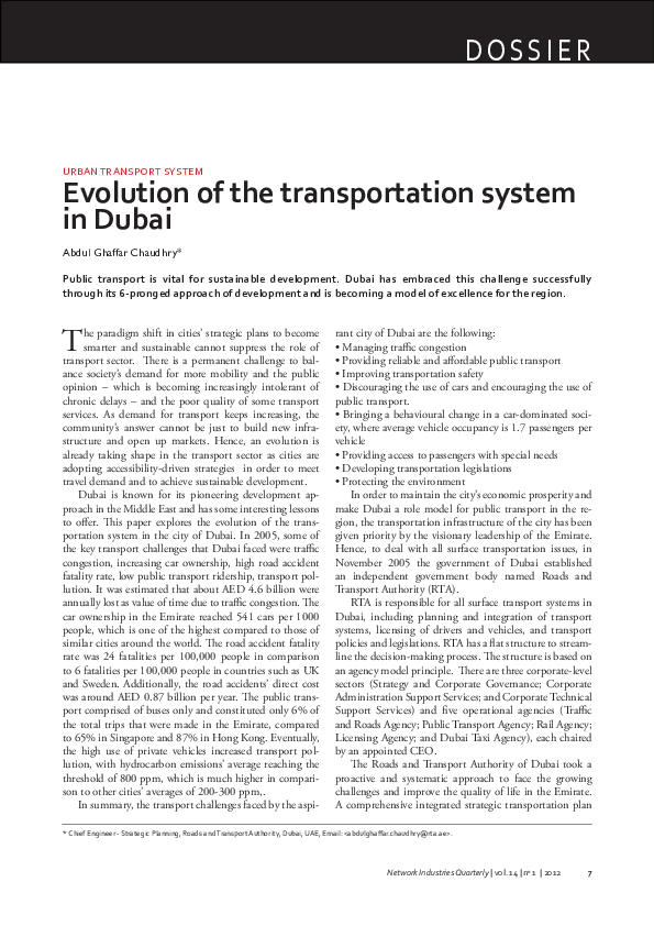 (PDF) Evolution of the transportation system in Dubai