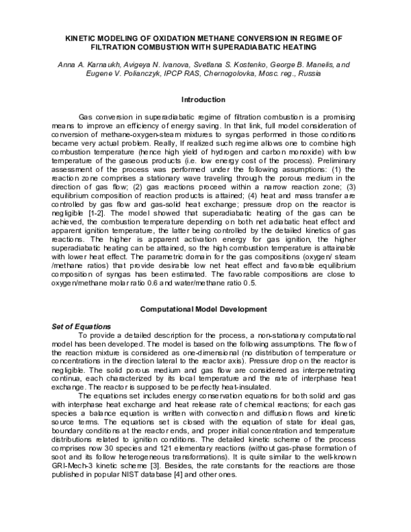 (PDF) Kinetic Modeling of Oxidation Methane Conversion in Regime of ...
