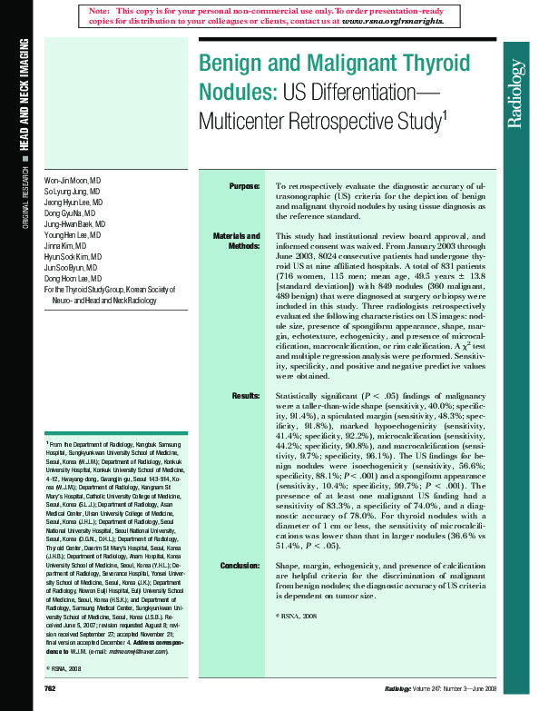 (PDF) Benign and Malignant Thyroid Nodules: US Differentiation ...