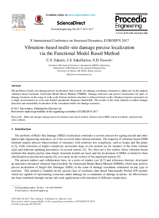 (PDF) Vibration-based multi-site damage precise localization via the ...