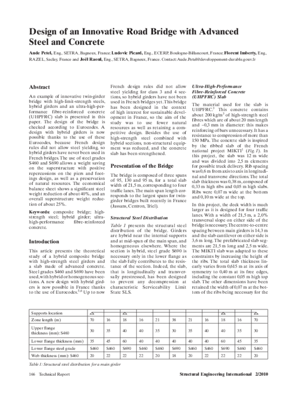 (PDF) Design of an Innovative Road Bridge with Advanced Steel and Concrete
