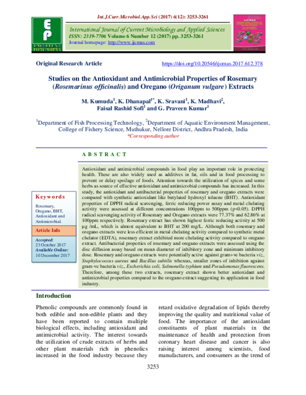(PDF) Studies on the Antioxidant and Antimicrobial Properties of ...