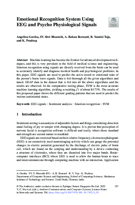 (PDF) Emotional Recognition System Using EEG and Psycho Physiological ...